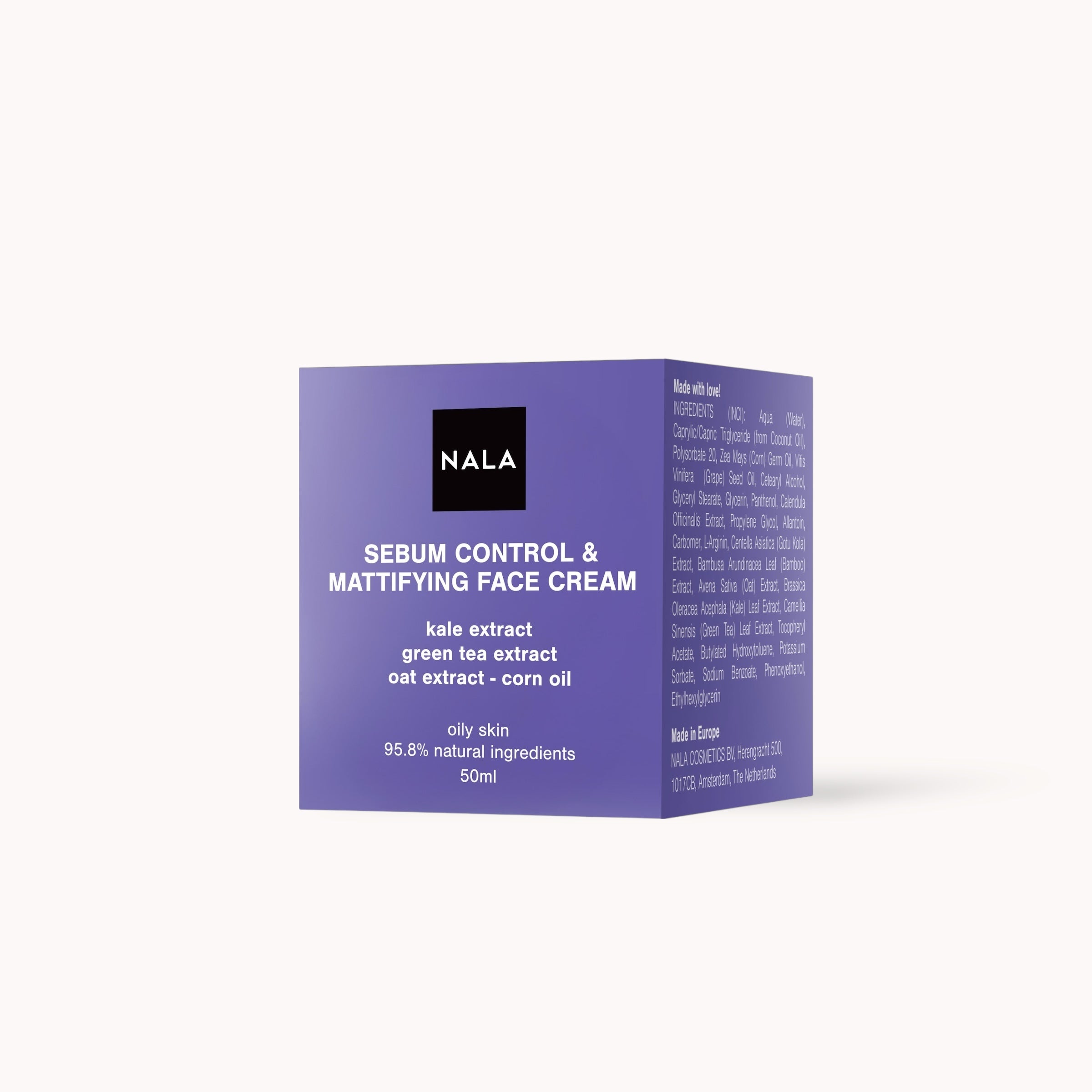 Sebum Control & Mattifying Cream – Oily Skin – Kale Extract, Green Tea, Oat & Corn Oil